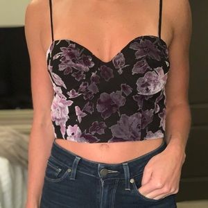 Lovers+Friends velvet flowered bustier top